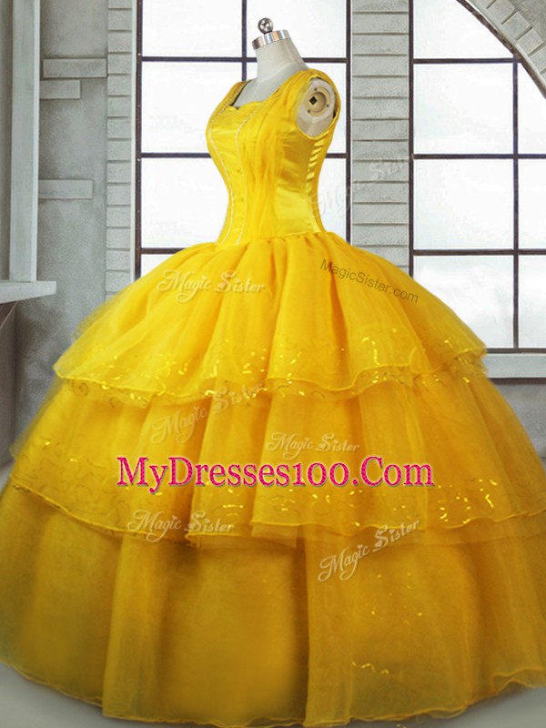 Popular Sleeveless Ruffled Layers Lace Up Sweet 16 Dress