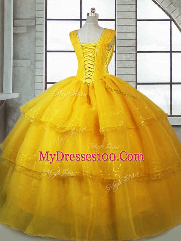 Popular Sleeveless Ruffled Layers Lace Up Sweet 16 Dress