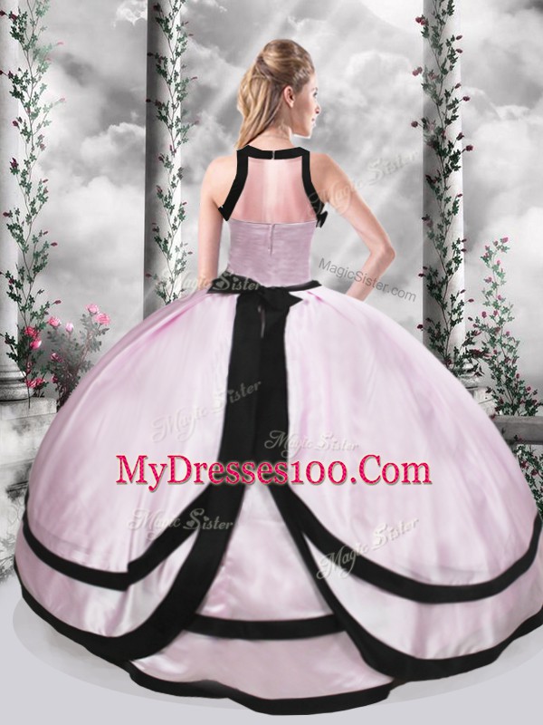 Flirting Floor Length Pink Ball Gown Prom Dress Scoop Sleeveless Zipper