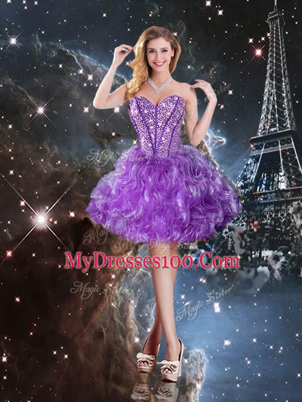 Graceful Eggplant Purple Vestidos de Quinceanera Military Ball and Sweet 16 and Quinceanera with Beading Sweetheart Sleeveless Lace Up
