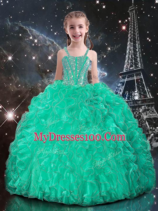 Sleeveless Beading and Ruffles Lace Up Vestidos de Quinceanera