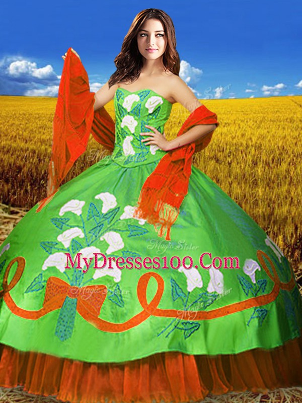 Multi-color Sleeveless Embroidery Floor Length Ball Gown Prom Dress