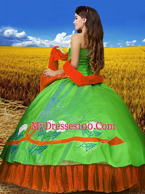 Multi-color Sleeveless Embroidery Floor Length Ball Gown Prom Dress