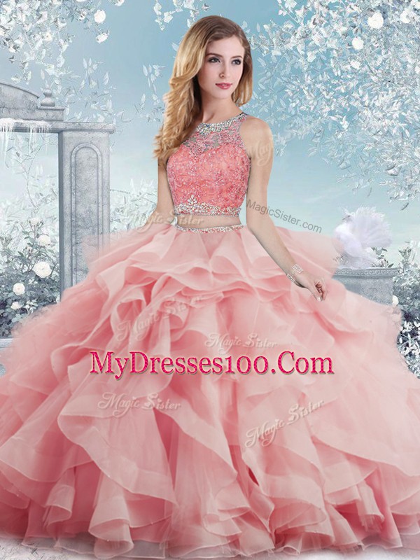 Gorgeous Sleeveless Clasp Handle Floor Length Beading and Ruffles Sweet 16 Dresses