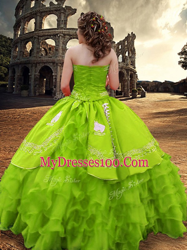 Ball Gowns Taffeta Strapless Sleeveless Embroidery and Ruffled Layers Floor Length Zipper Sweet 16 Dress