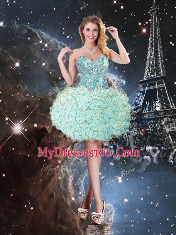 Floor Length Ball Gowns Sleeveless Turquoise Quince Ball Gowns Lace Up