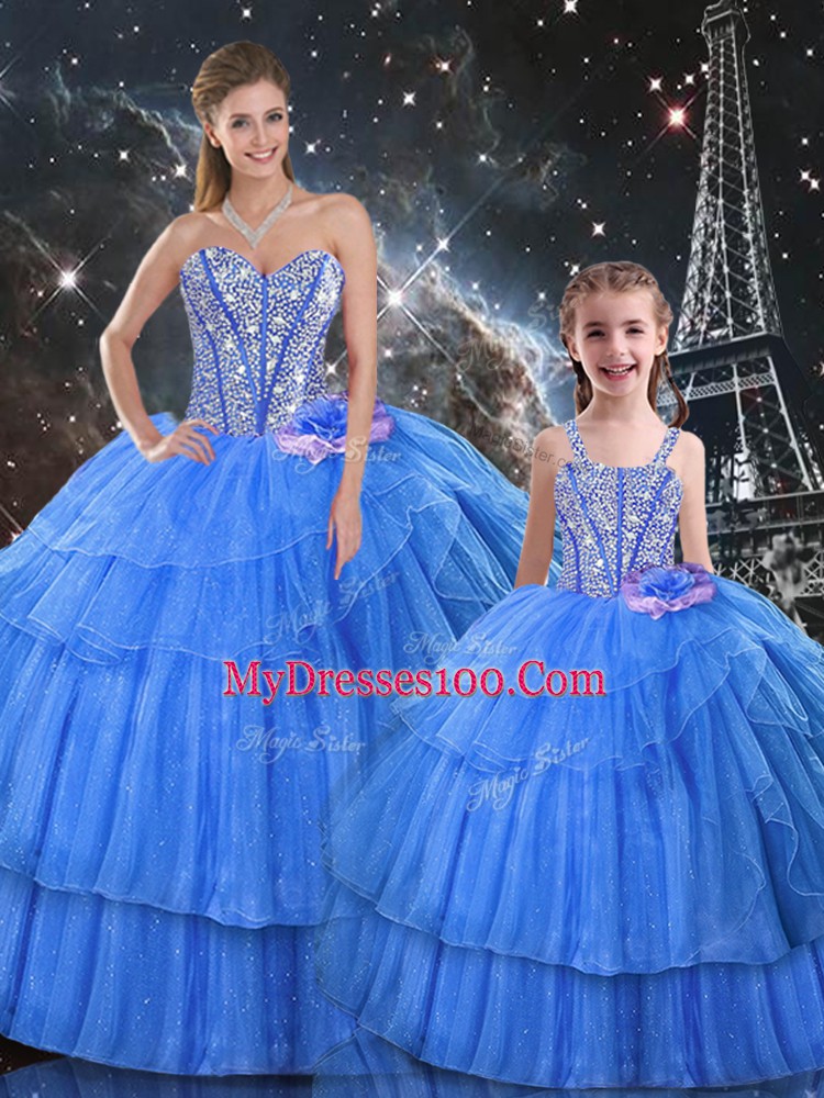 Fabulous Baby Blue Sweetheart Lace Up Ruffled Layers Ball Gown Prom Dress Sleeveless