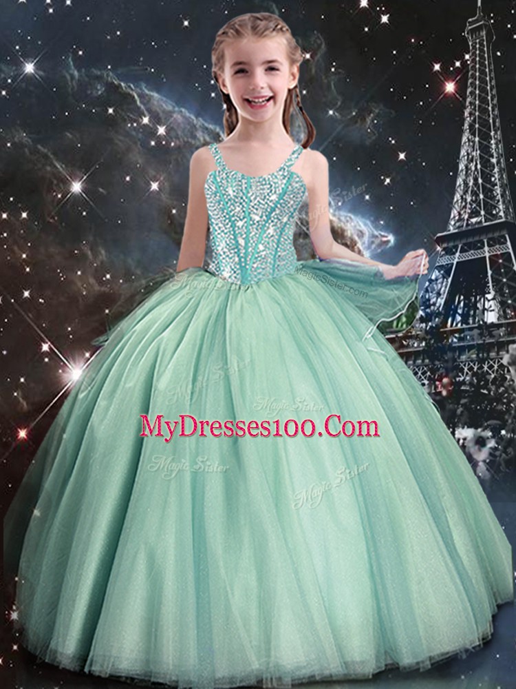 Fantastic Ball Gowns Ball Gown Prom Dress Turquoise Sweetheart Tulle Sleeveless Floor Length Lace Up