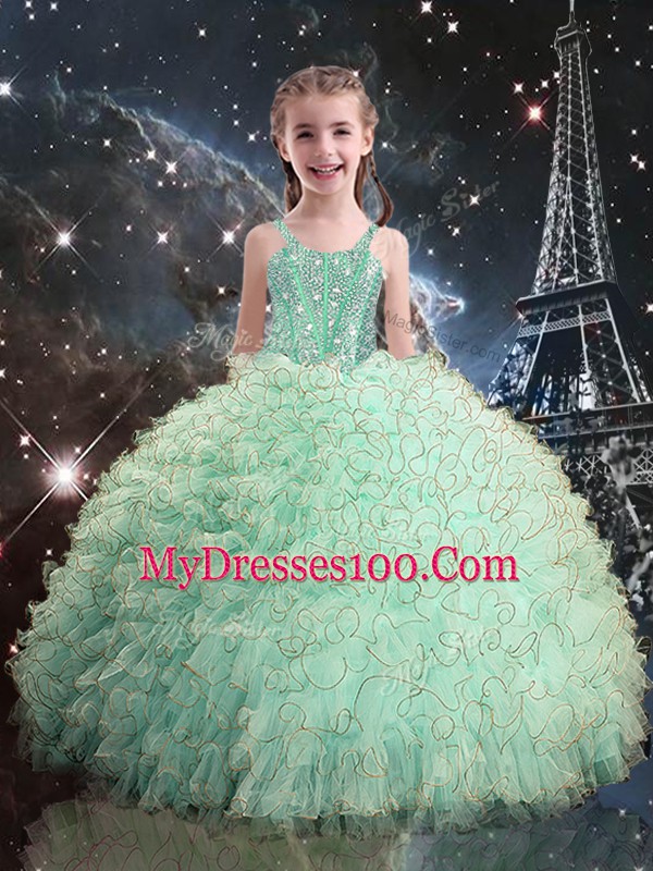 Sweetheart Sleeveless Lace Up Quinceanera Gown Apple Green Organza