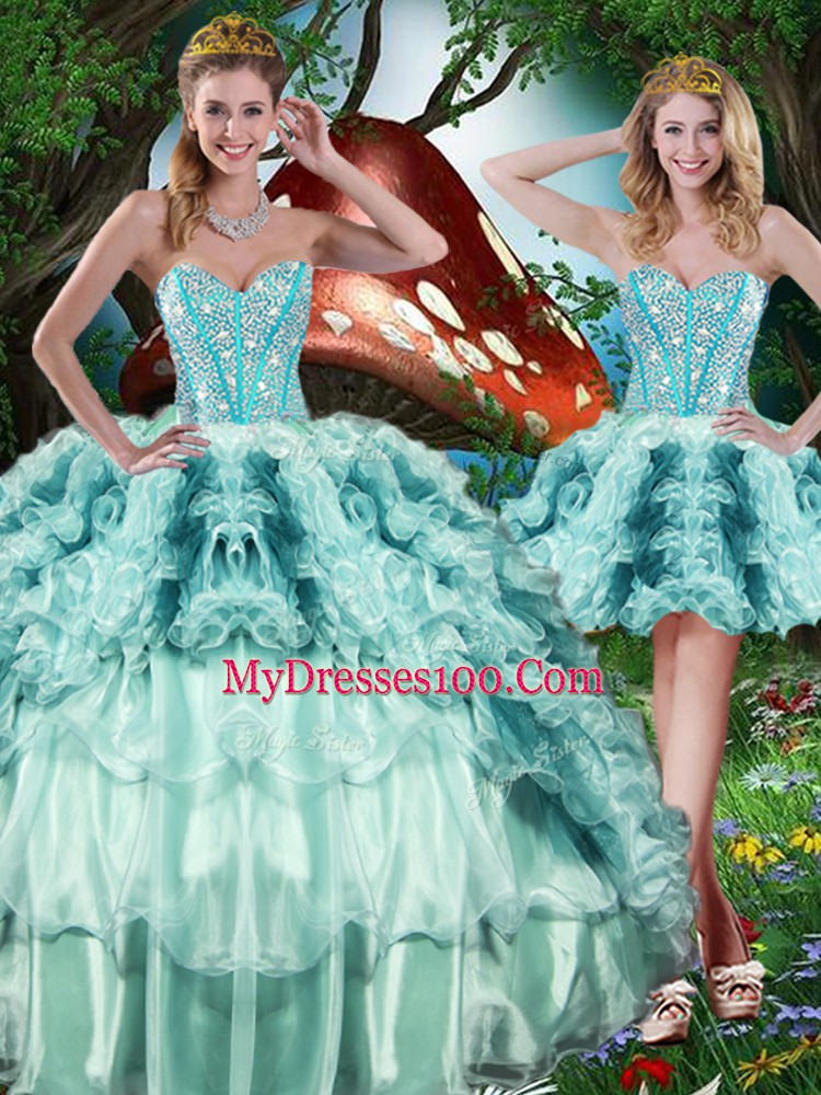 Beauteous Sleeveless Beading and Ruffles and Ruffled Layers Lace Up Quinceanera Dress