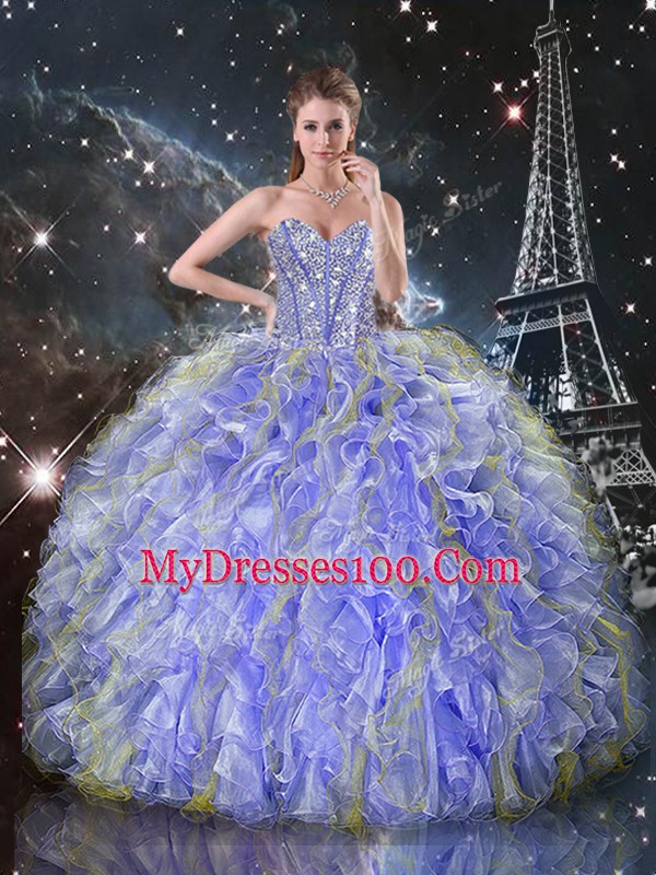 Best Floor Length Lavender Quinceanera Gown Sweetheart Sleeveless Lace Up
