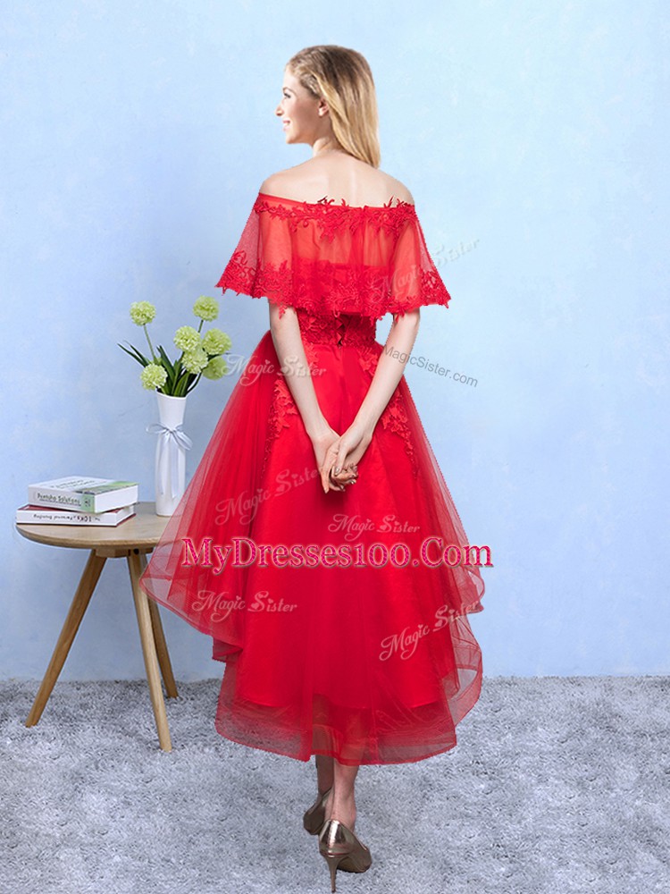 Elegant Organza Half Sleeves High Low Damas Dress and Appliques