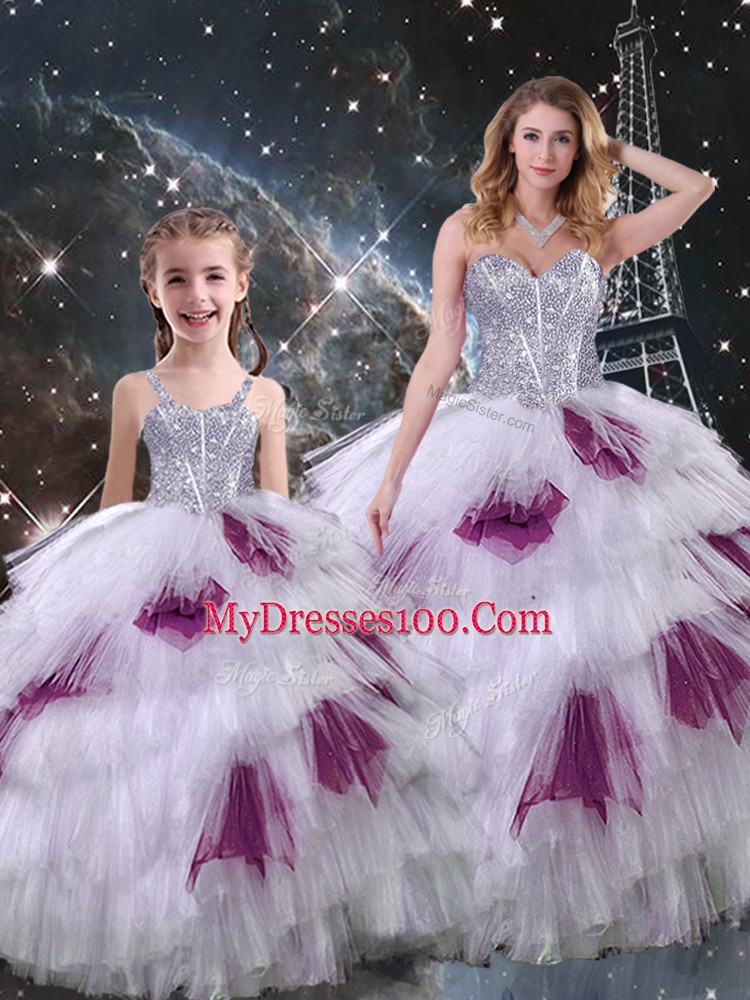 Exceptional Multi-color Sleeveless Organza Lace Up Sweet 16 Quinceanera Dress for Military Ball and Sweet 16 and Quinceanera