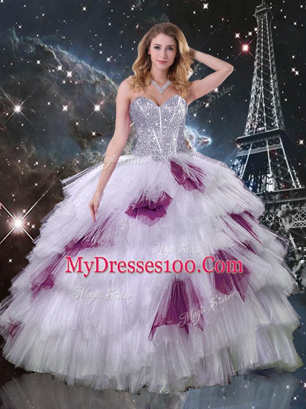 Exceptional Multi-color Sleeveless Organza Lace Up Sweet 16 Quinceanera Dress for Military Ball and Sweet 16 and Quinceanera