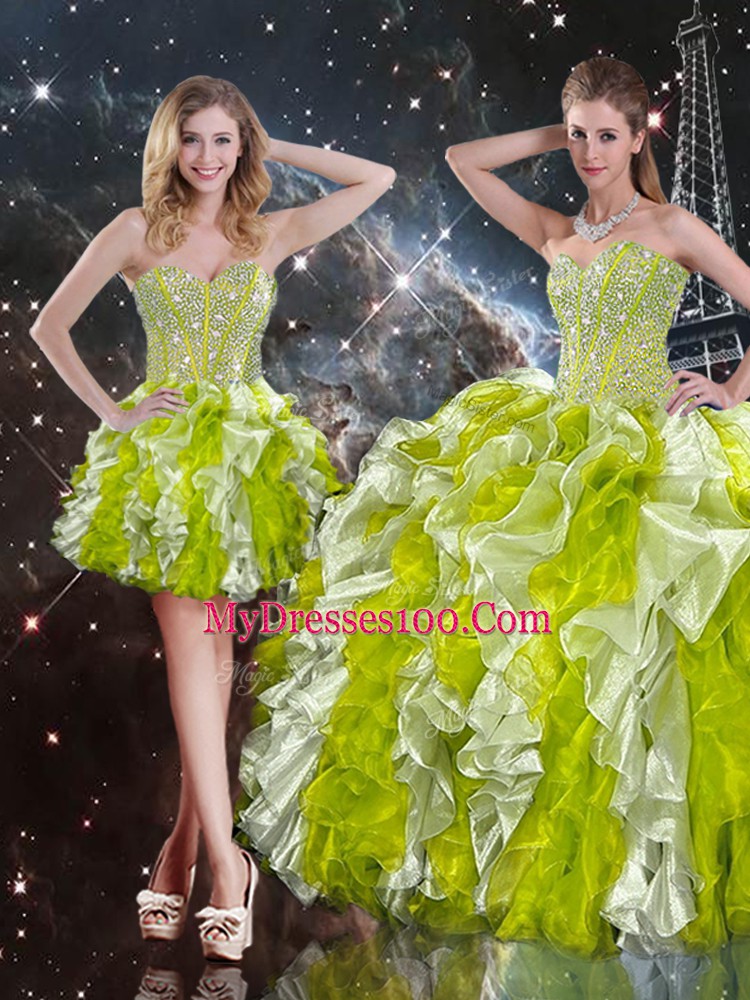 Sweetheart Sleeveless Lace Up 15 Quinceanera Dress Multi-color Organza