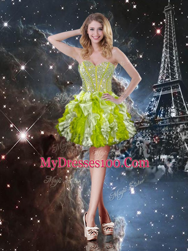 Sweetheart Sleeveless Lace Up 15 Quinceanera Dress Multi-color Organza