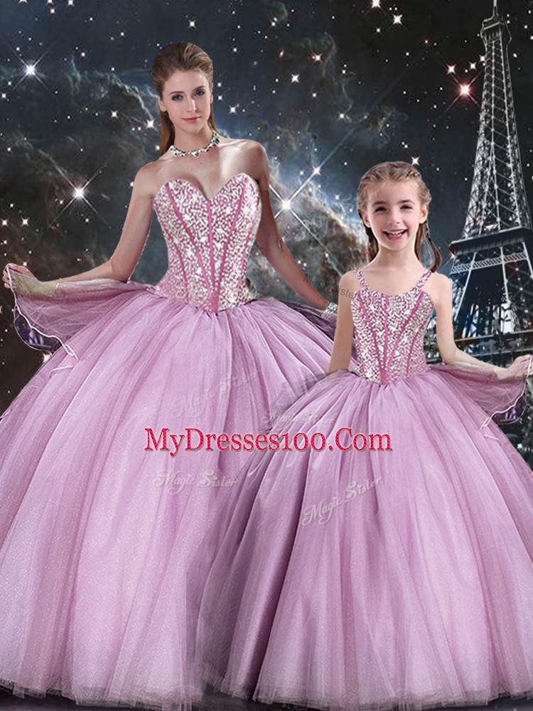 Sleeveless Beading Lace Up 15 Quinceanera Dress