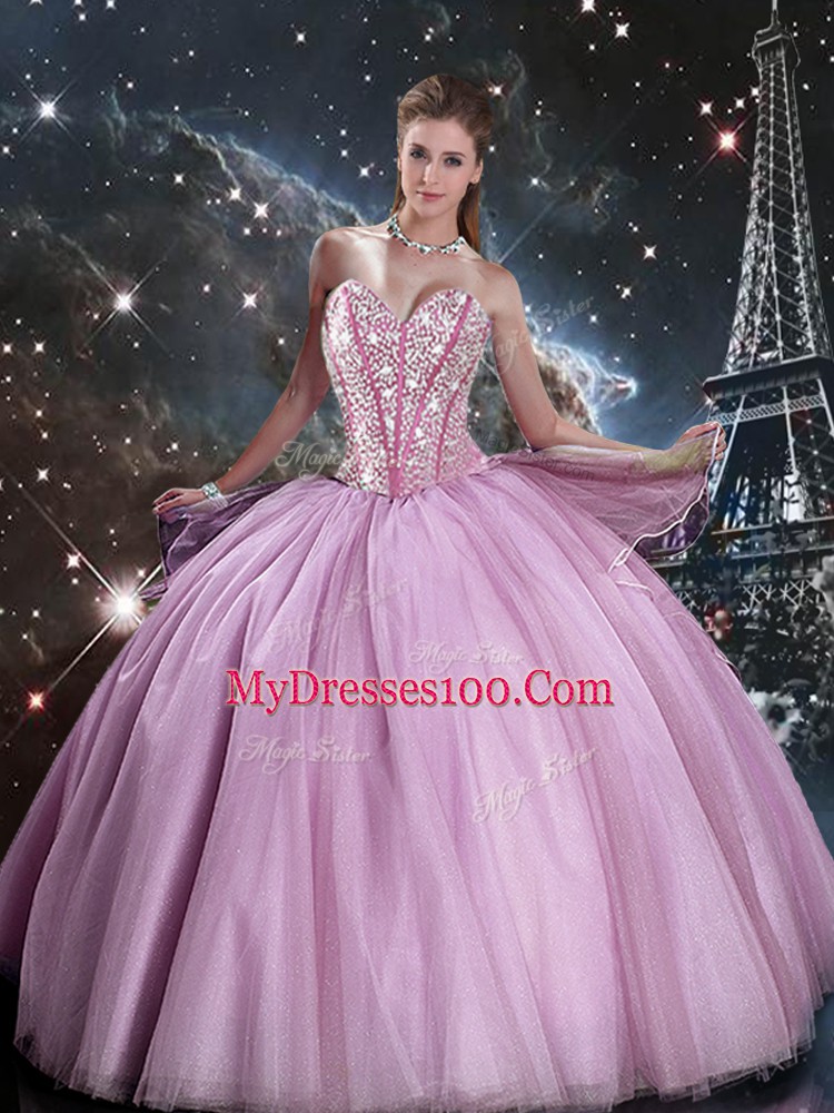 Sleeveless Beading Lace Up 15 Quinceanera Dress