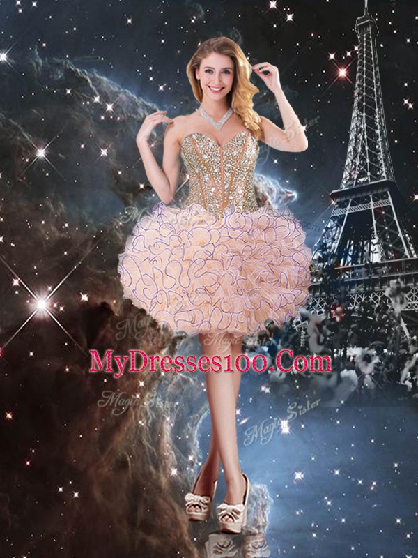 Cheap Ball Gowns Quince Ball Gowns Peach Sweetheart Organza Sleeveless Floor Length Lace Up