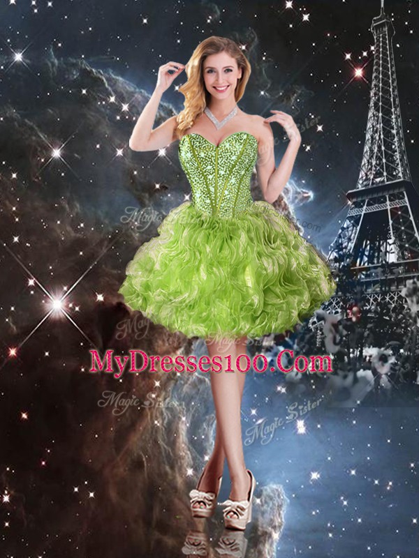 Simple Three Pieces Sweet 16 Dresses Olive Green Sweetheart Organza Sleeveless Floor Length Lace Up