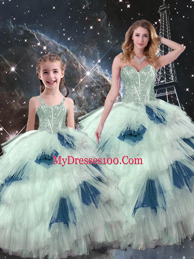 Flare Ball Gowns Vestidos de Quinceanera Multi-color Sweetheart Organza Sleeveless Floor Length Lace Up