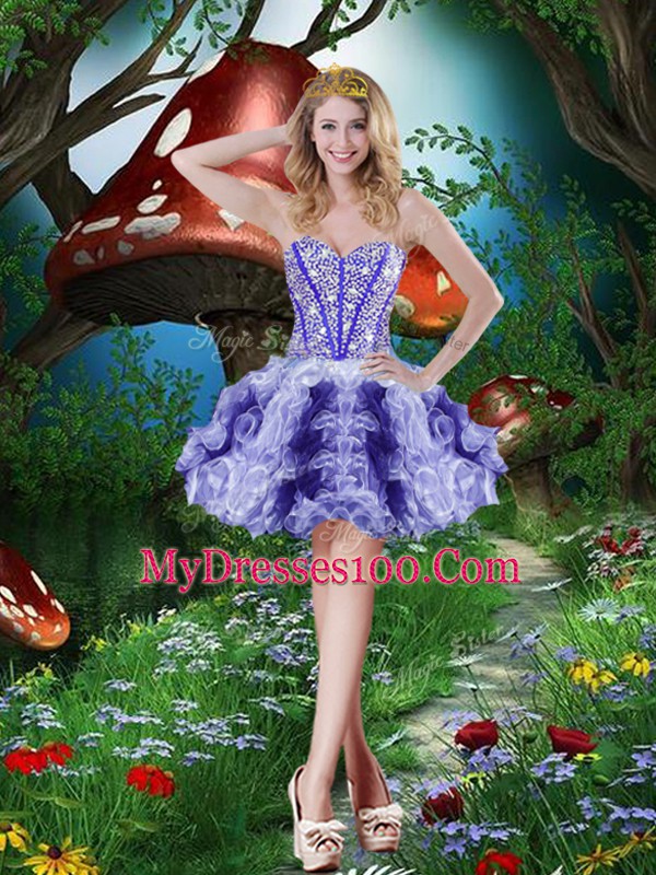 Cute Multi-color Sleeveless Beading and Ruffles and Ruffled Layers Floor Length Quinceanera Dresses