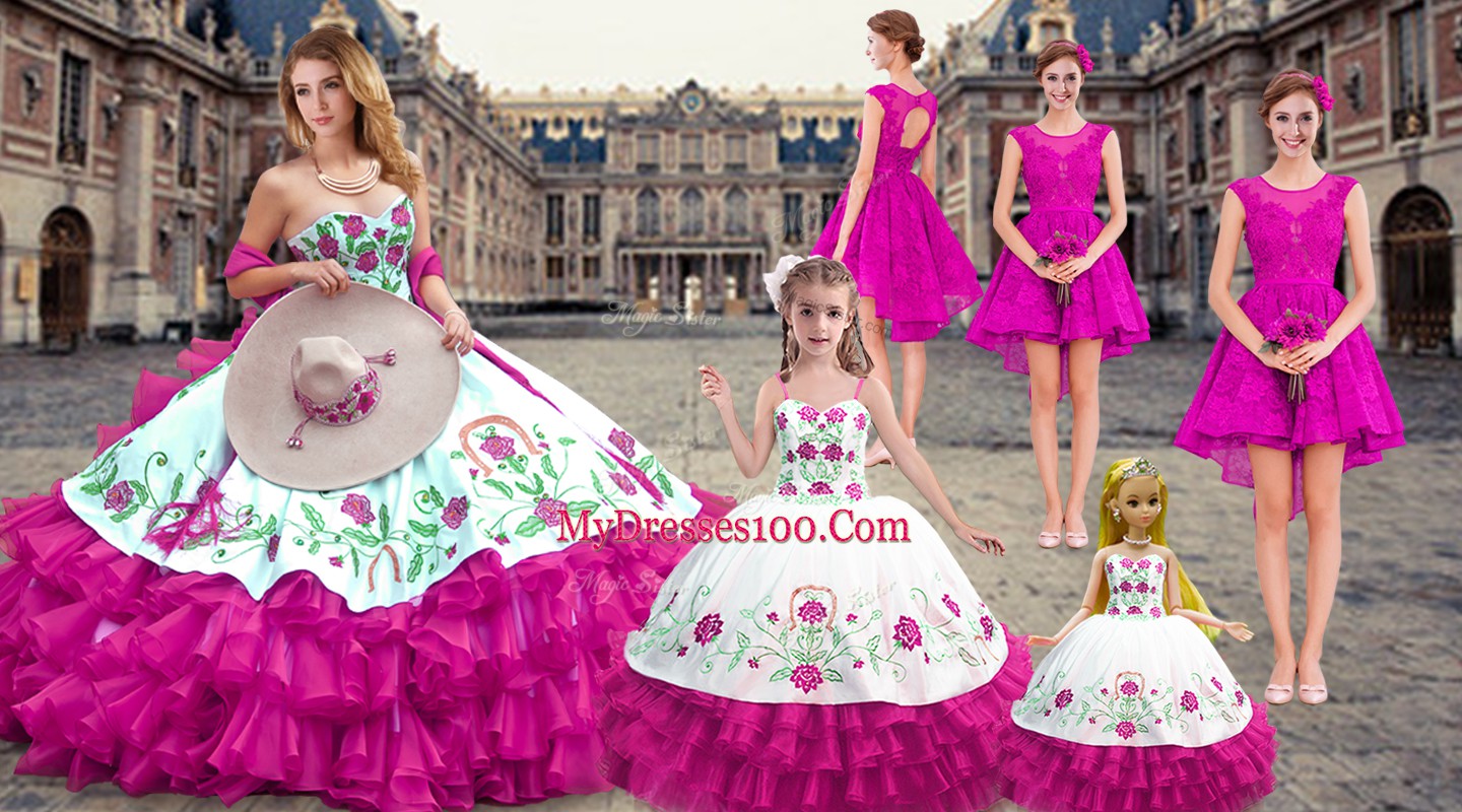 Fantastic Floor Length Fuchsia Quinceanera Dresses Sweetheart Sleeveless Lace Up