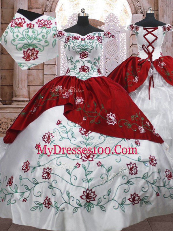 Customized Taffeta Sleeveless Floor Length 15th Birthday Dress and Embroidery and Ruffled Layers