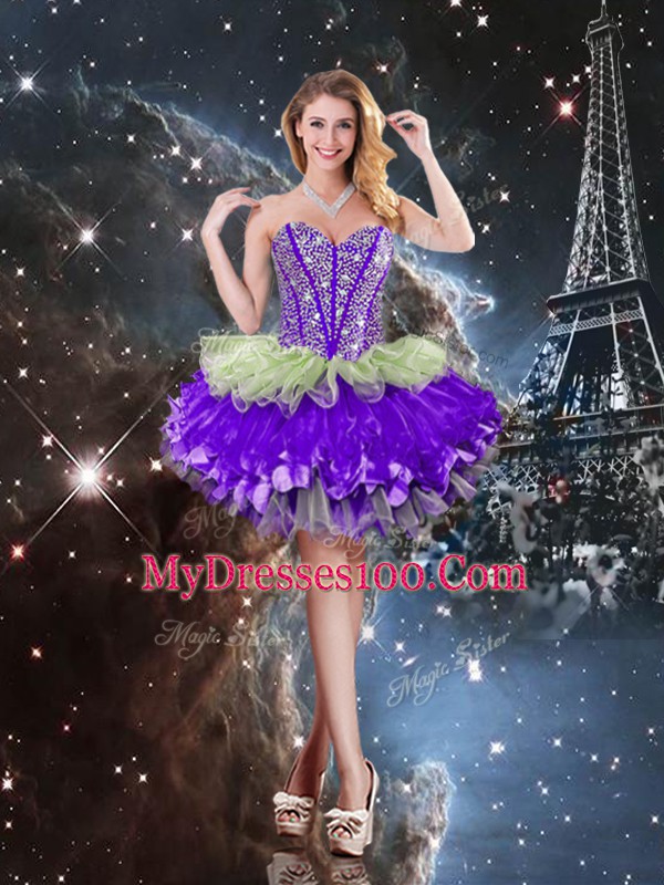 Sleeveless Beading and Ruffles and Ruffled Layers Lace Up Vestidos de Quinceanera