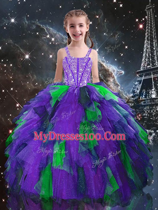 Sweetheart Sleeveless Lace Up 15 Quinceanera Dress Multi-color Organza