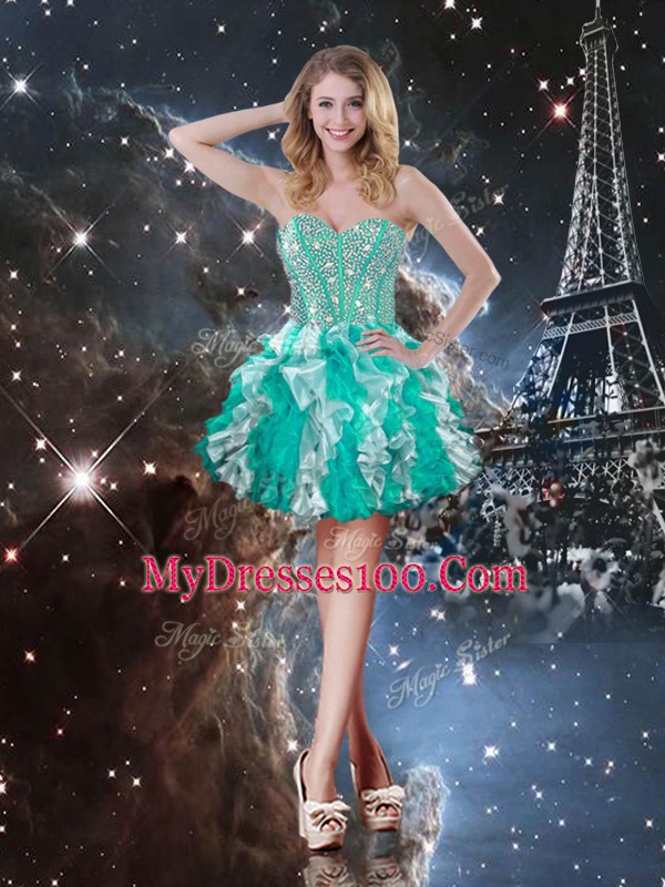 Sumptuous Floor Length Multi-color Sweet 16 Quinceanera Dress Organza Sleeveless Beading and Ruffles