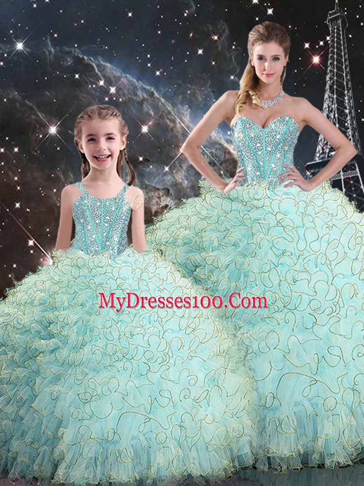 Ball Gowns Sweet 16 Quinceanera Dress Light Blue Sweetheart Organza Sleeveless Floor Length Lace Up