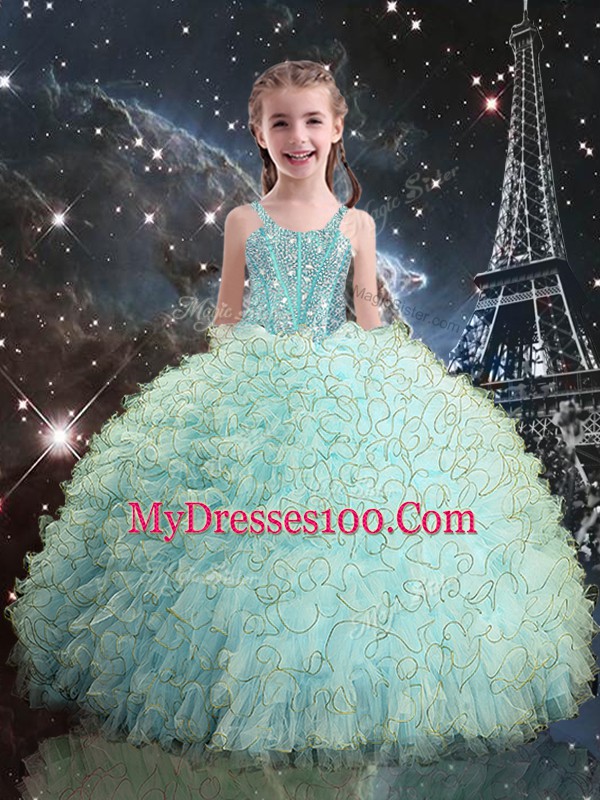 Ball Gowns Sweet 16 Quinceanera Dress Light Blue Sweetheart Organza Sleeveless Floor Length Lace Up