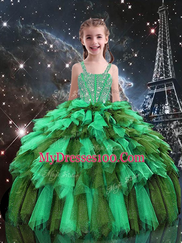 Admirable Sleeveless Lace Up Floor Length Beading and Ruffles and Ruffled Layers Vestidos de Quinceanera