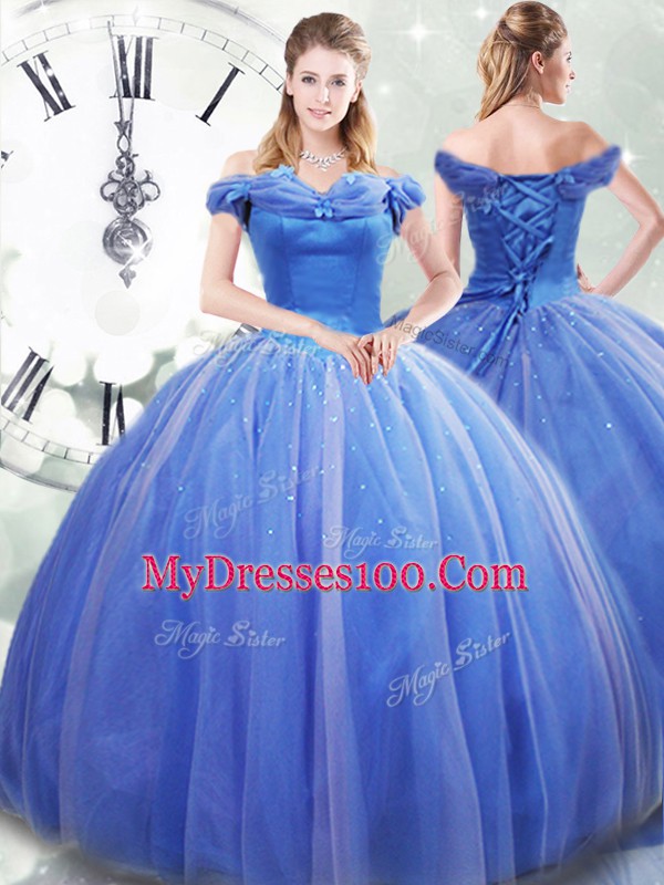 Ball Gowns Sleeveless Light Blue Quince Ball Gowns Brush Train Lace Up