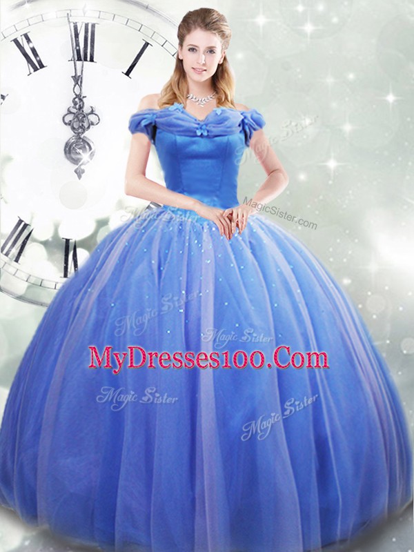 Ball Gowns Sleeveless Light Blue Quince Ball Gowns Brush Train Lace Up