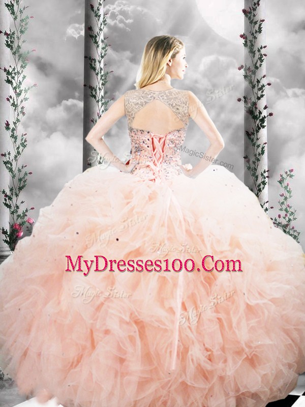 Sleeveless Beading and Ruffles Lace Up Sweet 16 Quinceanera Dress