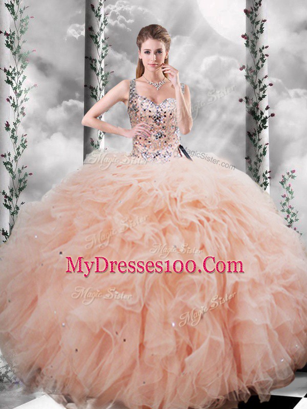Sleeveless Beading and Ruffles Lace Up Sweet 16 Quinceanera Dress