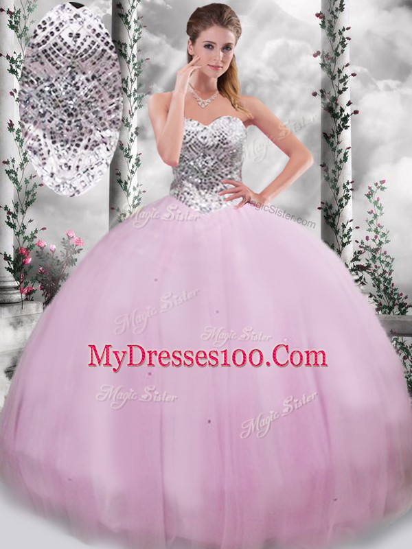 Ideal Lilac Quinceanera Dresses Sweetheart Sleeveless Brush Train Lace Up