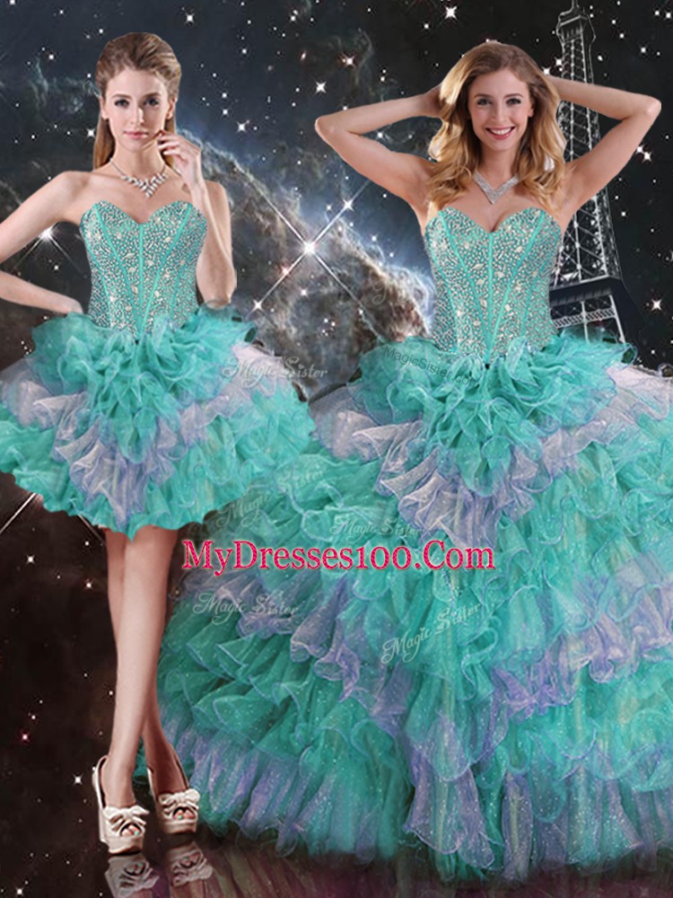 Exceptional Floor Length Ball Gowns Sleeveless Multi-color Sweet 16 Dresses Lace Up