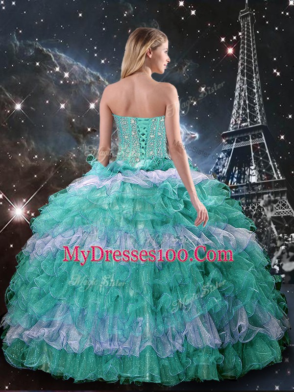 Exceptional Floor Length Ball Gowns Sleeveless Multi-color Sweet 16 Dresses Lace Up