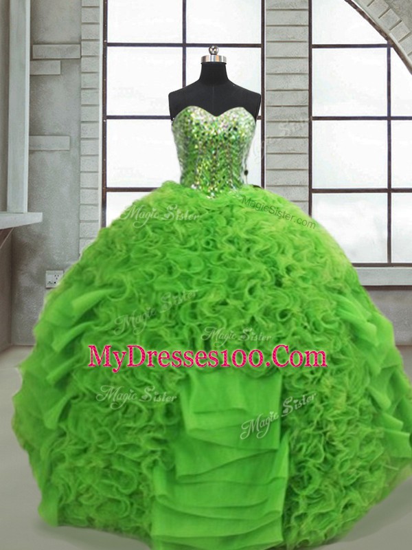 Organza Sleeveless Floor Length Quinceanera Dresses and Beading and Ruffles