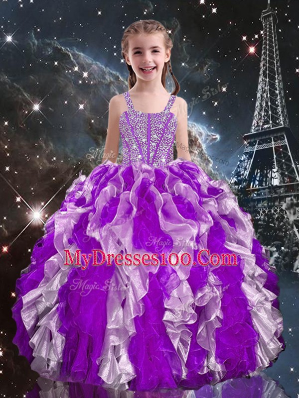 Multi-color Sweetheart Neckline Beading and Ruffles Quinceanera Dress Sleeveless Lace Up