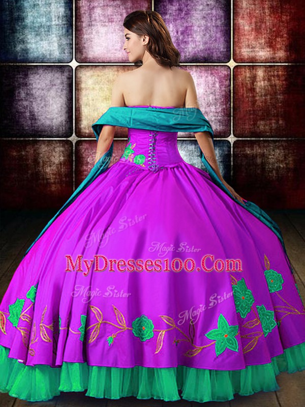 Smart Multi-color Strapless Neckline Embroidery Quinceanera Gown Sleeveless Lace Up