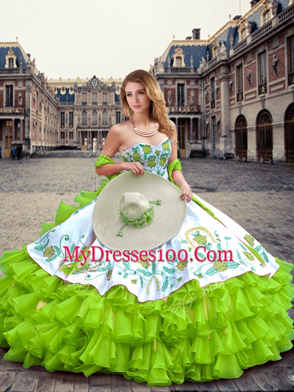 Extravagant Sleeveless Organza Lace Up Ball Gown Prom Dress for Military Ball and Sweet 16 and Quinceanera
