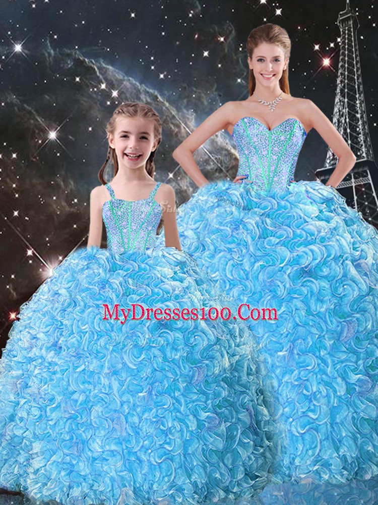 Captivating Sweetheart Sleeveless Organza 15 Quinceanera Dress Beading and Ruffles Lace Up