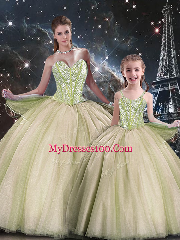 Delicate Multi-color Sleeveless Floor Length Beading Lace Up Quince Ball Gowns