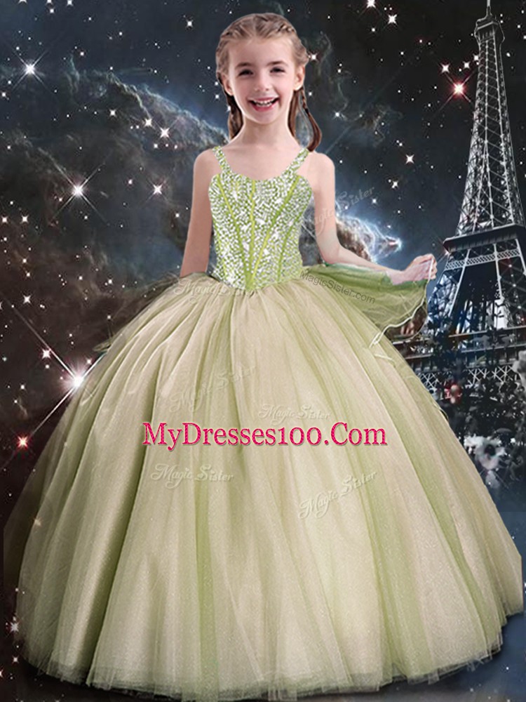 Delicate Multi-color Sleeveless Floor Length Beading Lace Up Quince Ball Gowns