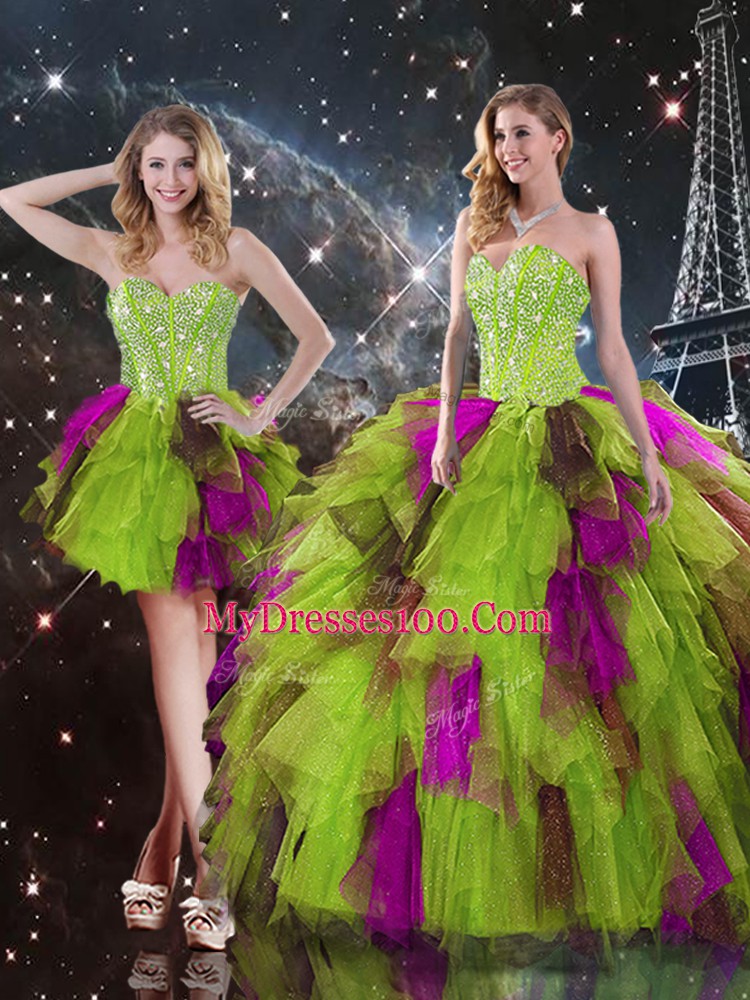 Graceful Tulle Sleeveless High Low Quinceanera Dresses and Ruffles