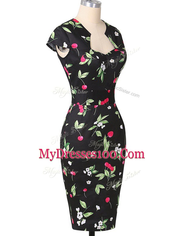 Multi-color Zipper Homecoming Dress Pattern Cap Sleeves Knee Length
